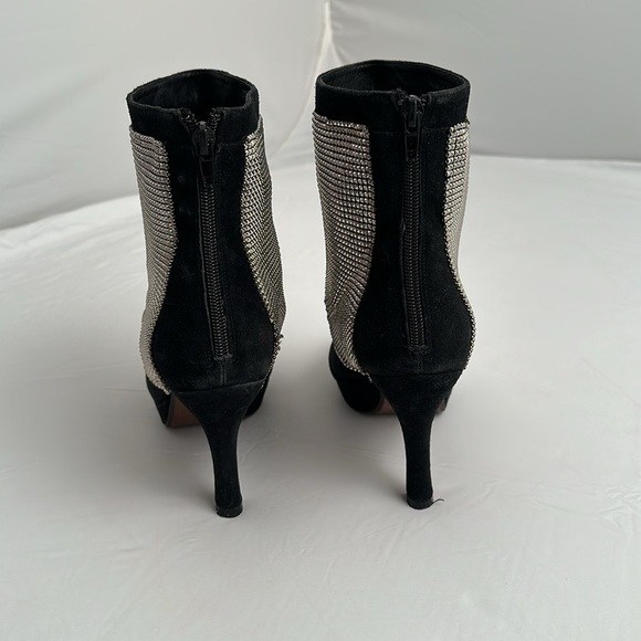 Jeffrey Campbell silver chain mail and black suede platform booties - Picture 3 of 10